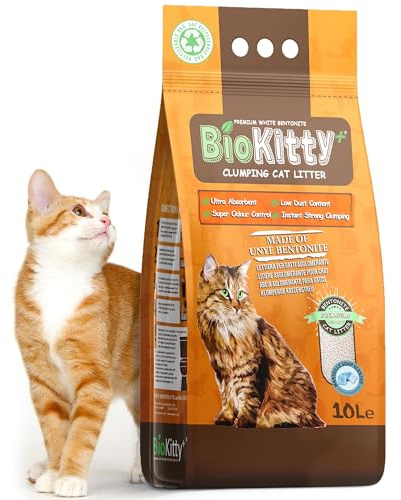 BioKitty Clumping Cat Litter, 10L Highly Absorbent Natural Bentonite Clay Litter, Long Lasting Odour Control, Maximum Hygiene with Strong Clumping (Marseille Soap. Pack of 1)