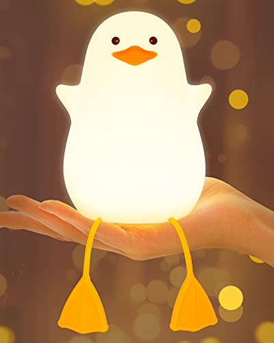 Amaredom Quetsch Entenlampe Dimmbare LED Silikon Nachtlicht Kinderzimmer | Quetschbares BPA-Freies Silikon, Dimmbare Touch-Funktion, 20 Min Timer, Süßes Baby Schlaflicht, Gemütliche Nachttisch Deko