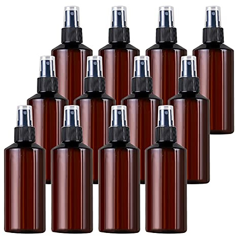 TIANZD 24 Piezas 200 ml Botella de Spray Plástico Vacías Marrón con Bomba en Spray Negro de Niebla Fina Atomizador Pequeño para Perfume Viaje Artículos de Agua Cosmético Alcohol