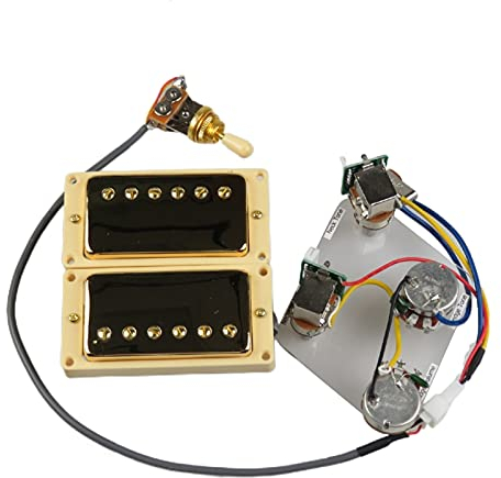 Humbucker Gitarren-Pickups Humbucker-Pickups Hals- Und Bridge-Pickup 4C-Kabel-Kabelbaum Push-Pull-Soll-Set Für Gibson Epiphone-Gitarre (Color : Goldd Yellow Frame)