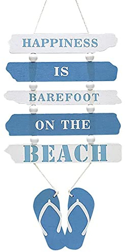Hängeschild Holz, Wandschild Holz Beach, Deko Schild mit Spruch, Beach Strand Deko, Flip-Flop-Wandornament mit Strand-Design, Wand Ornament Hängende für Zuhause, Bar, Café, Strandrestaurant, Partys