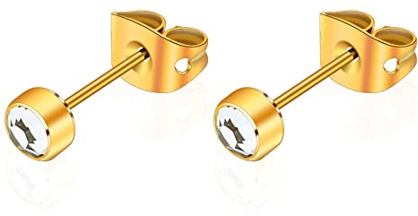 G23 Titan Kristall Ohrstecker für Damen Herren Hypoallergen Nickelfrei 3-5 mm Optionen Runde Ohrringe für Mädchen empfindliche Ohren