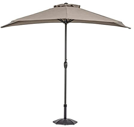 Decorspace Kalife Parasol demi-lune mural en aluminium peint à poudre pour jardin et balcon, Ø 270 cm (taupe)