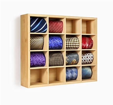 B4Life Krawattenhalter zur Wandmontage, Krawatten-Organizer, schwarze Krawatten-Display-Racks für die Wand, Bambus-Krawatten-Aufbewahrung, Krawattenhalter, Wandhalterung