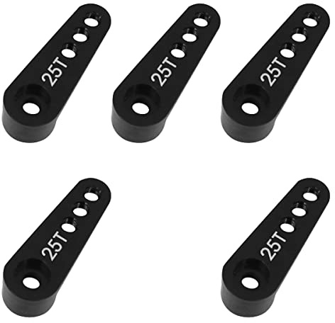 WANGCL 5PCS 25T Servo Horn Aluminum Servo Horn Arm 28mm for 1/10 RC Car RC Crawler Monster Trucks Compatible with FUTABA GM995 GM996R Servo - Black