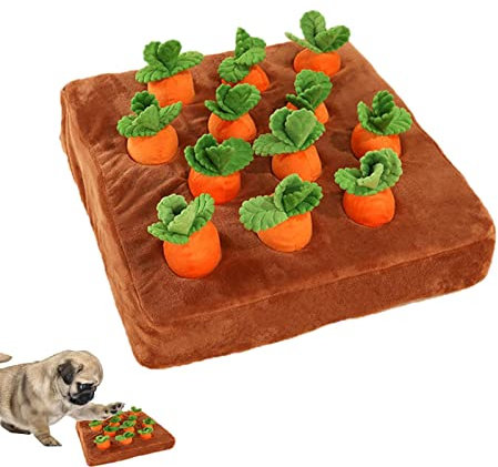 Stalf Lustiger Hund Karotte, Hund Interaktives Spielzeug, Plüschtier Gemüse Obst Haustier Interaktion Backenzähne Spielzeug, Karotte Schnüffelteppich Intelligenz