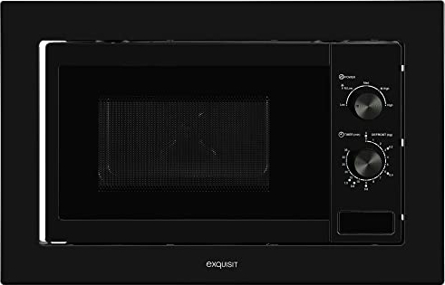 Exquisit Einbaumikrowelle EMW10-020 schwarz | 800 W Leistung | Kinderleichte Bedienung | Einfacher Einbau | Timer | Drehteller 27cm | Mikrowelle 60 cm | Einbaugerät | Schwarz