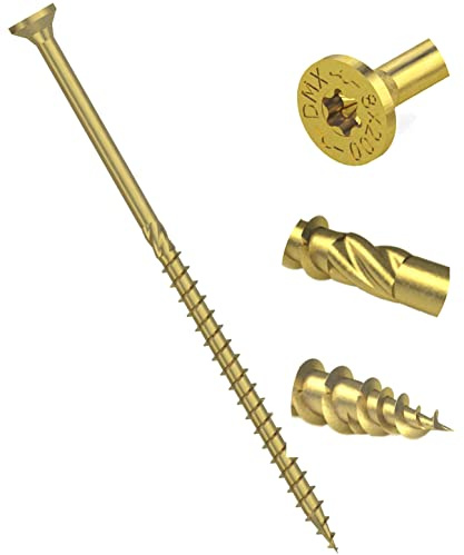 Lot de 100 vis à bois Torx à tête fraisée trempée jaune 3 mm x 40 mm avec tête plate haute performance