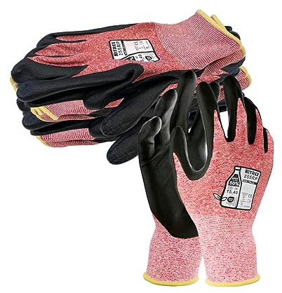 NITREX 255RP Work and Safety Gloves - 5 Pairs - General Handling Gloves - Abrasions and Tearing Protection - Water Based PU Palm Coated – Touchscreen - Mechanical and Industrial Protection - Size 10