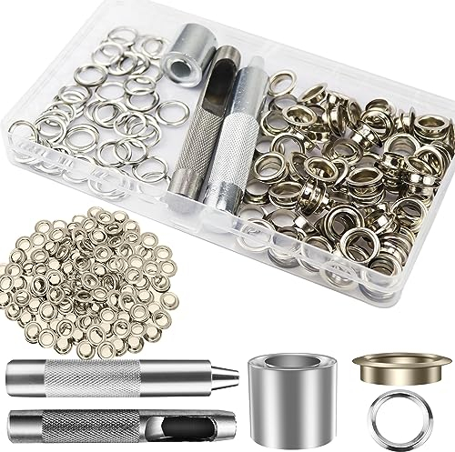Grommet Werkzeug Kit Tülle Ösen Scheiben Set 10mm Planenösen Schlagösen für DIY Stoff Leder Planen Markisen Zelte Tasche Vorhänge Schuhe Kleidung 100Sätze (15mm)