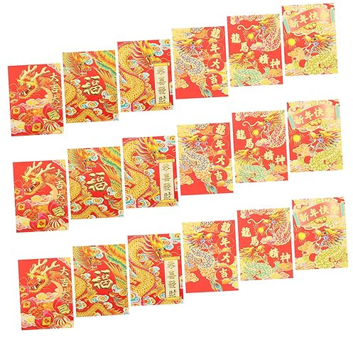 NUOBESTY 30stücke Chinesische Rote Umschläge Für Neue Jahr Traditionelle Hong Bao Mit Glücksdesigns Für Frühlingsfest Hochzeiten Und Besondere Anlässe Drachenjahr Elegante