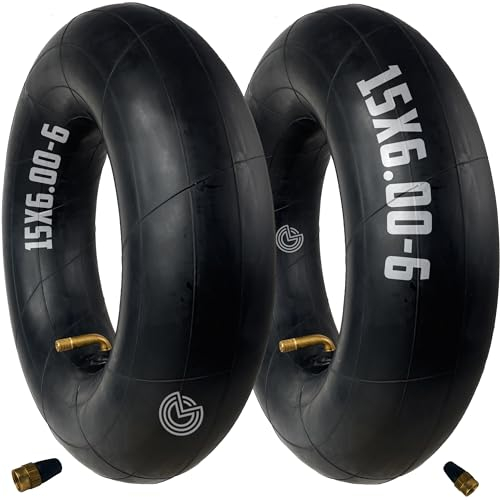 MOOVMOOV 2x Cámaras de Aire 15x6.00-6 Válvula Angulada TR87 - Cámaras de Repuesto compatibles con Cortacéspedes Autoportados, Carros, Carretillas, Remolques de Jardín y otros