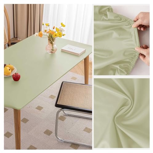 Copritavolo da Tavolo in Ecopelle con Bordo Elastico, Tovaglia Pelle Rettangolare Impermeabile Antimacchia Antiscivolo, Tappetino Protezione per Tavolo da Esterno, Patio, Cucina, Pranzo(80x140cm,Green