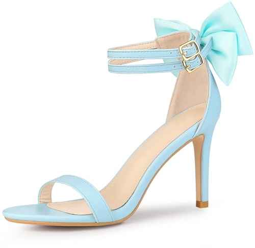 Allegra K Women Open Toe Stilettos Heels Sandals with Bow Back