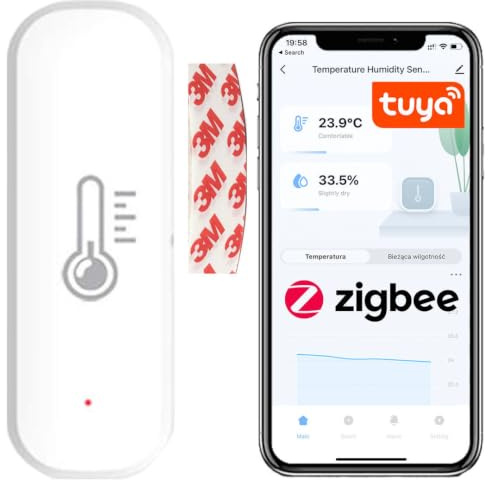Sone Smart One ZigBee Temperatur Feuchtigkeitssensor Weiß Tuya 2xAAA | gateway erforderlich, messverlauf, xlsx export, push alarm, batteriestatus, klebemontage