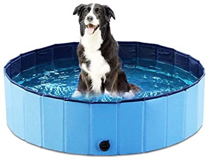 Huasean Pataugeoire Pliable pour Chien 80 X 30 Cm - Piscine Portable pour Chats et Baignoire Robuste en PVC, Non Gonflable et Antidérapante