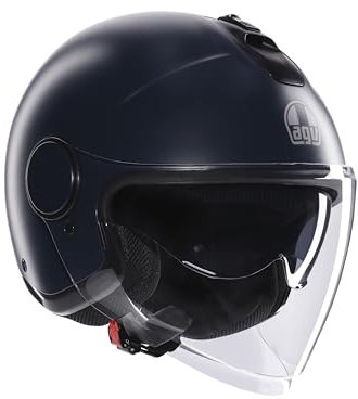 AGV - ETERES E2206, Jet Unisex Motorcycle Helmet, Open Face Motorbike Helmet with Antitheft Ring, Anti-Scratch and Anti-UV Visor, Instant Sweat Absorption Technology, Matt Ottanio, XL