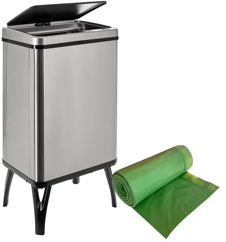 Well Home MOBILIARIO & DECORACIÓN Cubo de Basura Inteligente de 40L, Alto: 71,5 (x35,5x26), Gris con Rollo de 30 Bolsas de Basura adaptadas