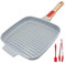 RANX INGST Grillpfanne Induktion 24 cm, Antihaft Keramikbeschichtung Grill Pfanne mit Abnehmbarer Griff Alle Herdarten - Blau