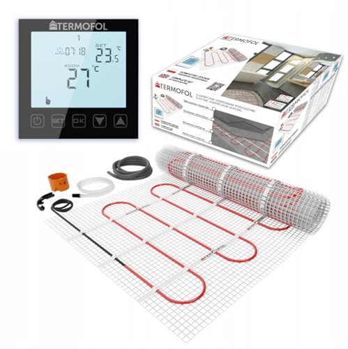 Termofol Tapis de Chauffage Sol + Thermostat Set - Surface 2 m² - Puissance 150W/m2 - Chauffage au Sol Electrique avec Thermostat H1 Noir - Plancher Tapis Chauffant Electrique