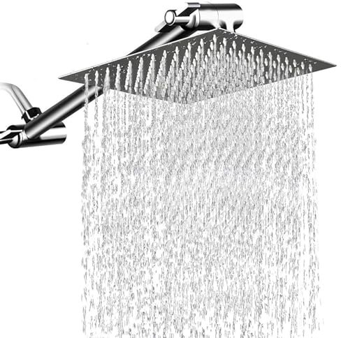 SWHC Colonna Doccia Senza Miscelatore, Saliscendi Doccia Colonna Doccia con Soffione A Pioggia Sistem Doccia Set Doccia in Acciaio Inossidabile