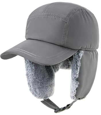 YAMEE Winter Baseball Cap Herren Warme,Trapper Mütze für Herren Vintage mit aus Plüsch Innenfutter,Wintermützen Damen Weich,Fliegermütze für Männer Kälteschutz,Russische Mütze Winddicht