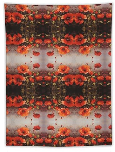 YKUDBN Abstrakte Kunst, Wandteppich, Ölgemälde, roter Blumendruck, großer Polyester-Wandbehang mit nahtlosen Haken, ideal für Zuhause, Wohnheim, Büro