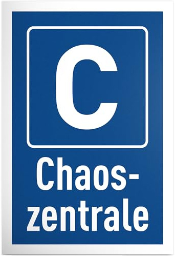 DankeDir! Chaos-Zentrale - 30 x 20 cm Schild Kunststoff - Lustiges Hinweisschild für Haushalt und Büro - Humorvolle Deko für Chaoten - Witziges Geschenk für Freunde und Familie