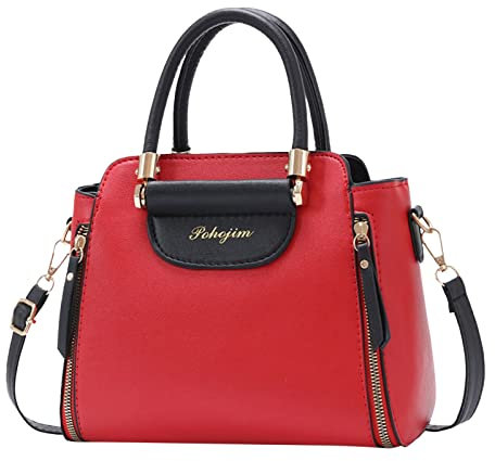 Handtasche für Damen, vielseitig, PU-Leder, Umhängetasche, einzelne Umhängetasche, Leder, Vintage, Kuriertasche für Herren, rot, Einheitsgröße