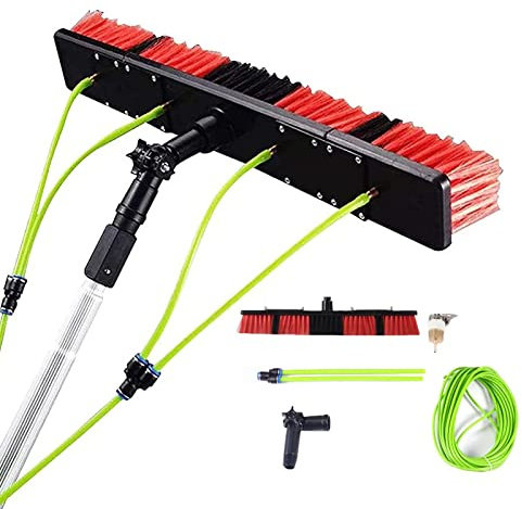KHLMSRXJ 5–12 m Lange Fensterreinigungsstange, Stange mit Wasser-/Schlauchzufuhr, teleskopische Reinigungsbürste mit Wasserzufuhr, Reinigung von Photovoltaik- und Solarmodulen (5 m/16 Fuß S