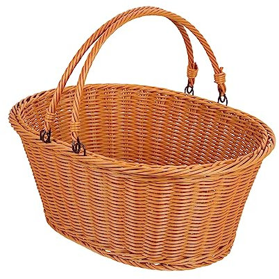 Amosfun Cestino Portatile in Rattan Stile Pastorale Per Riporre Frutta E Verdura Multifunzionale in Rattan Casuale