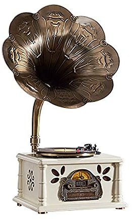 CAFIEDR Tocadiscos Retro, fonógrafo Retro, gramófono, Altavoz, Reproductor de Discos de Vinilo Antiguo, Bluetooth, USB, Radio Vintage, Adorno(Blanco 43x35x88cm)