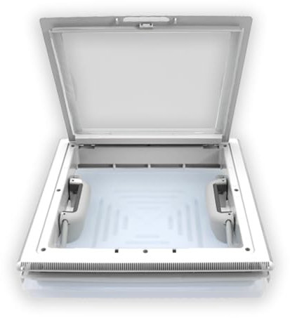 MPK 42 Dachhaube mit Moskitonetz, 40 x 40 cm, mit Milchglashaube in signalweiß für Wohnwagen Wohnmobil Caravan