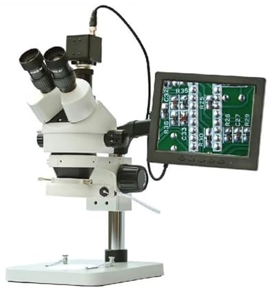 SBCGFY Mikroskop-Zubehörset, 7- bis 45-facher Dual-View-Zoom-Stereomikroskop mit CCD-TV-Adapter, Anzeigebildschirm und elektronischem Okular, Mikroskopobjektträger