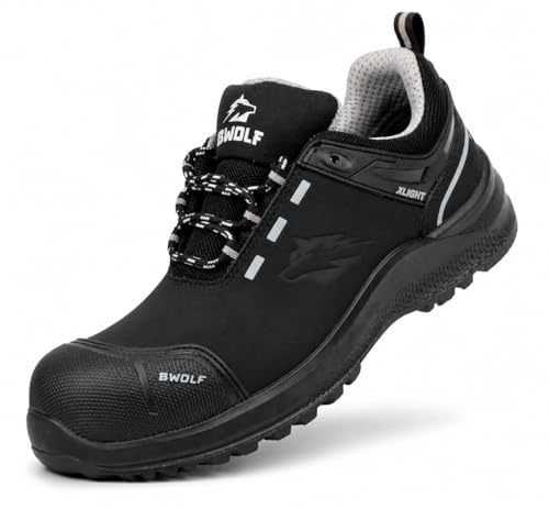BWOLF Defender S3 Scarpe da Lavoro da Uomo S3 Scarpe Antinfortunistiche Uomo S3 in Pelle Nabuk Impermeabili, Resistenti all'olio