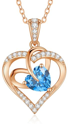 CDE Kette für Damen Ewigkeitsherz Herzkette Rosegold Rhodinierung Halskette | Geburtstags Geschenk für Frauen Geburtsstein Herz Anhänger Schmuck für Frauen Sie für Muttertag Valentinstag Weihnachten