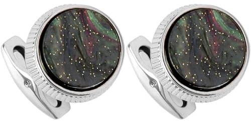 Manschettknappar för män, 1 par manschettknappar retro eleganta manschettknappar silver grön klassiska skjorta tillbehör bröllop affärskonferenser män manschettknappar present till far, make, pojkvän