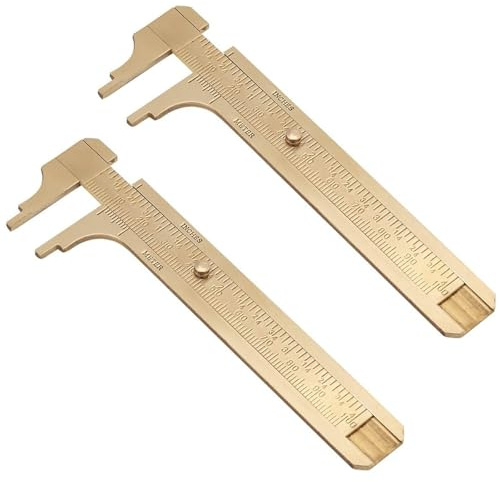 Kesiku Brass Dual Scale Vernier Caliper, 100mm Caliper Measuring Tool 2pc | Precision Vernier Gauge for Jewelry, Woodworking, Metalworking & DIY Projects, 1pc