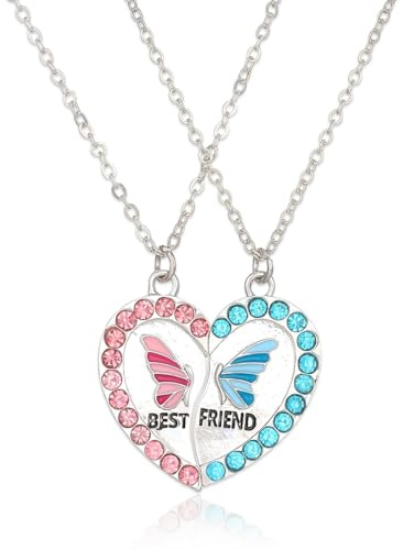 YUVKIN Collane BFF per 2, 2 Pezzi Collana dell'Amicizia con Farfalla Amore, Collana Amicizia per 2 con Pietra Magnetica, Collana in Lega con Design a Goccia, Idee Regalo BFF Amicizia per Amiche