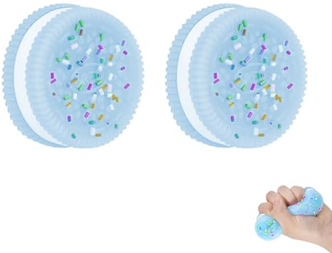 KYLOS 2 Stück Squeeze Toys, Squishy Spielzeug, Keks Stressabbau Spielzeug, Ultraweiches Dekompressionsspielzeug In Blau, 3.8Cm Länge 1Cm Höhe