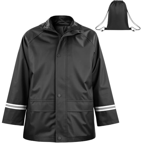 BSBUY Imperméables pour Enfants, Veste de Pluie Imperméable avec Capuche Poches pour Fille Garçon, Léger et Respirant, Coupe-Vent, Vêtements de Pluie pour Voyage, Randonnée, Va à L'école, Vélo -130