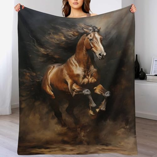 AASWDDS Couverture Cheval, Couvertures en Flannel Douce Chaude Et Confortable, pour Canapé Ou Lit. Linge De Lit Couvre-lit 150×200cm
