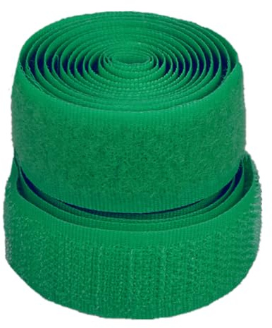Hook and Loop Strip, Nylon Strips Fabric, Sew On Hook and Loop Tape Non Adhesive 2cm Width 5-25 Yards Multicolor Pack of 2(Grass Green,20MM x 10 Yards)