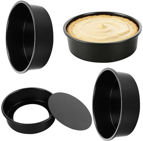 YKUKIZEE 4PCS 8inch Black Deep Cake Tin Nonstick Cake Pan with Loose Bottom | 22 cm Round Baking Mould, Carbon Steel, for Roasting, Serving Bread