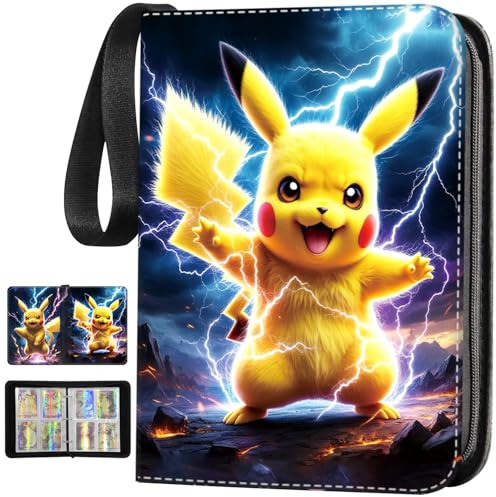 Sammelkarten Album, Tragbarer Karten Sammelalbum, 4 Taschen 50 Seiten 400 Karten Kapazität, Geeignet für alle Standard-Typkarten, Geschenk für Jungen und Mädchen.f4