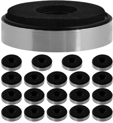 QUMIIRITY 20pcs Audio Vibration Isolators Speaker Shock Absorber Pads for Bookshelf Speaker and Turntable, Silver Abs and Eva Material with Noise Reduction and Improved Sound Isolation
