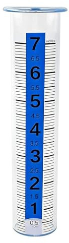 Generico Regenmesser Garten Frostsicher Blau Niederschlagsmesser Analoger Wassermesser mit Halterung 240ml Kapazität Wetterfestes Messgerät für Rasen & Außenbereich Präzise Regenmessung