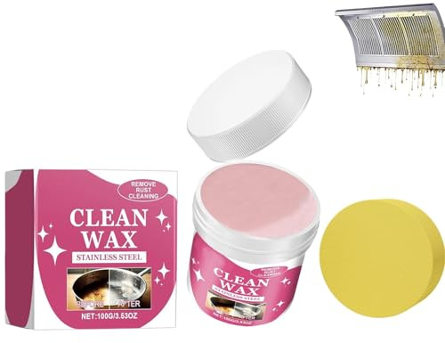 Stainless Steel Kitchen Cleaning Paste, Powerful Burnt Residue Remover Paste with Sponge, Pot Bottom Black Stain Cleaner, Surface-Friendly, Multi-purpose Grease Remover for Oven, Sink (1pcs)