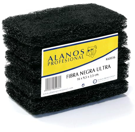 Clim Profesional Estropajo de Fibra Negra de Abrasibidad Ultra. Pack de 5 uds. Especial para Limpiezas Difíciles en Hornos, Barbacoas, Cocinas. Elimina Suciedad Incrustada.