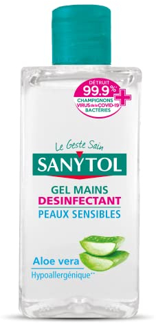 Sanytol - Gel Mains Désinfectant Peaux Sensibles - Aloé Vera - 75 ml - Bactéricide, Virucide, Fongicide - Hypoallergénique, Testé Dermatologiquement